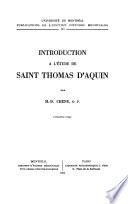 Télécharger le livre libro Introduction à L'étude De Saint Thomas D'aquin